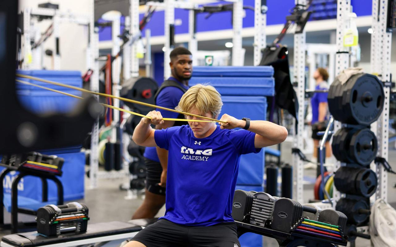 Student athlete in weight room
